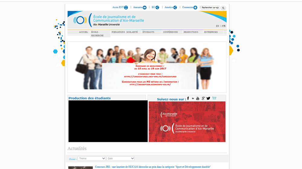 Screenshot of the previous website
