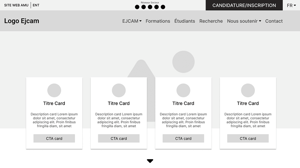 Wireframe of the homepage