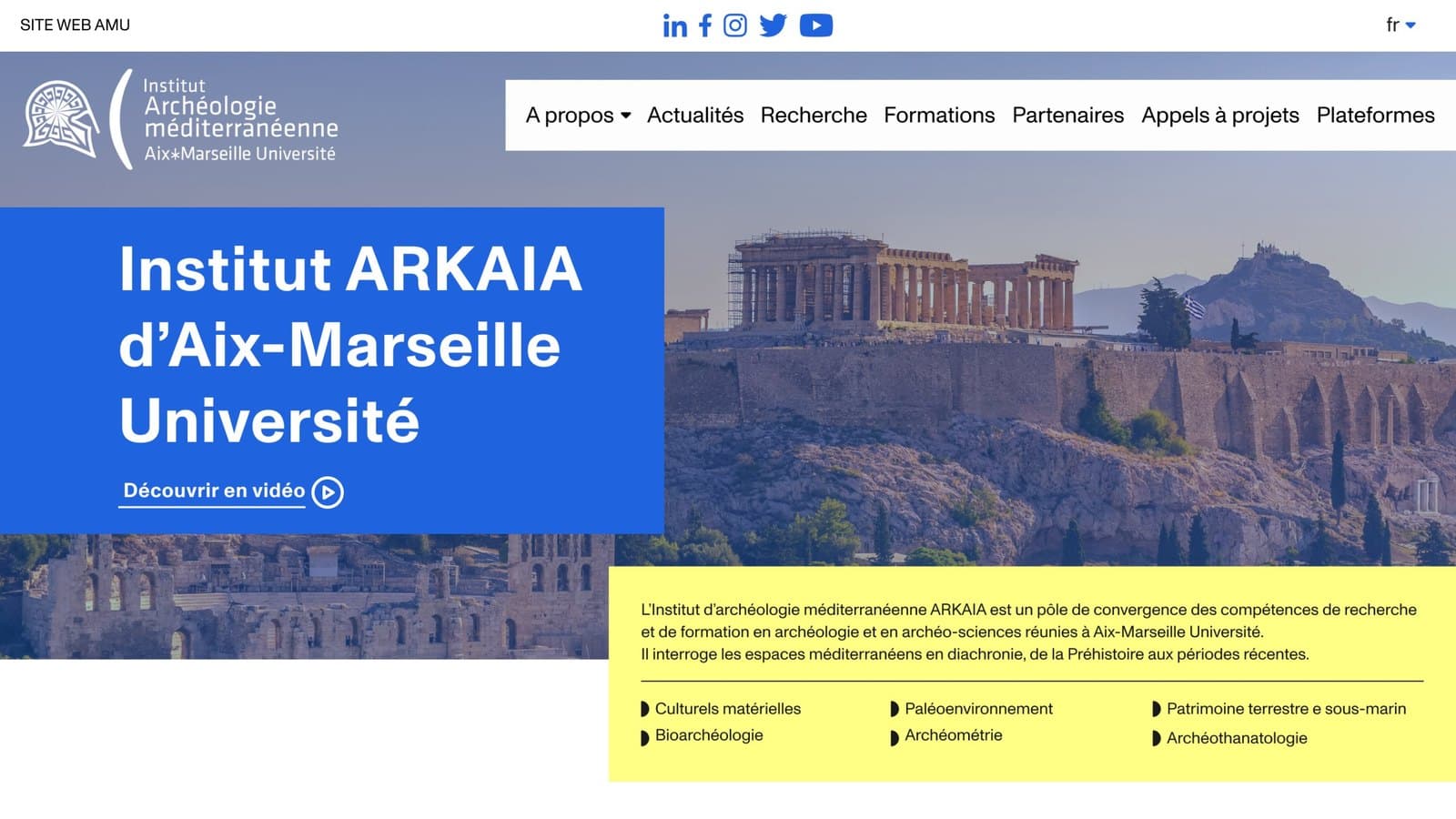Kit IE — homepage of the ARKAIA institute website built with the kit