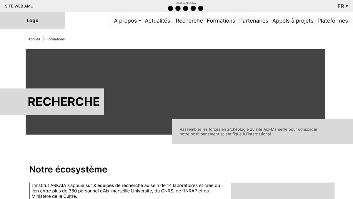 Wireframe of the Research page