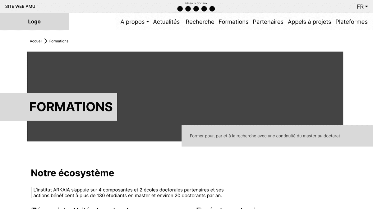 Wireframe of the Training page