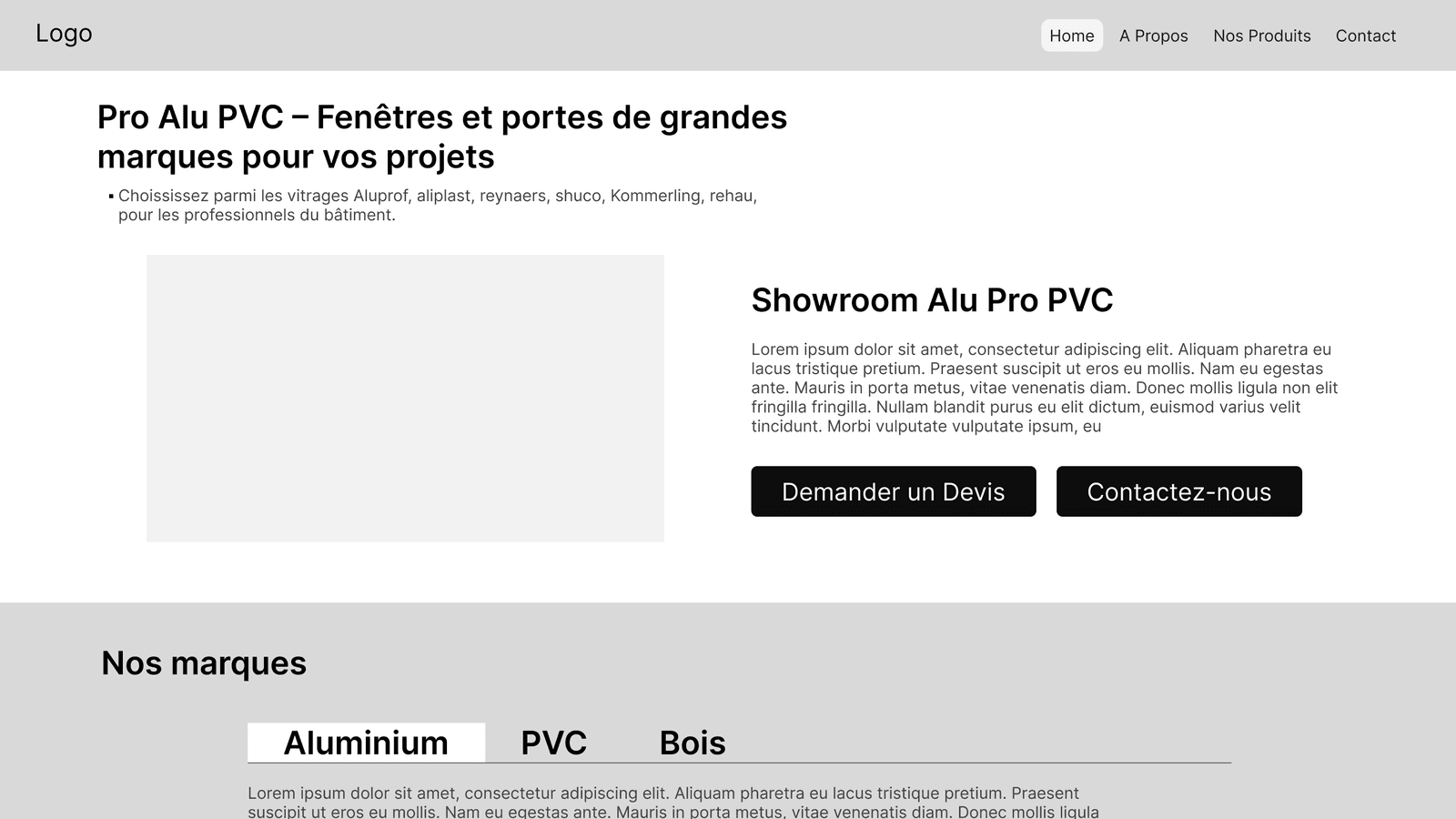 Wireframe of the homepage